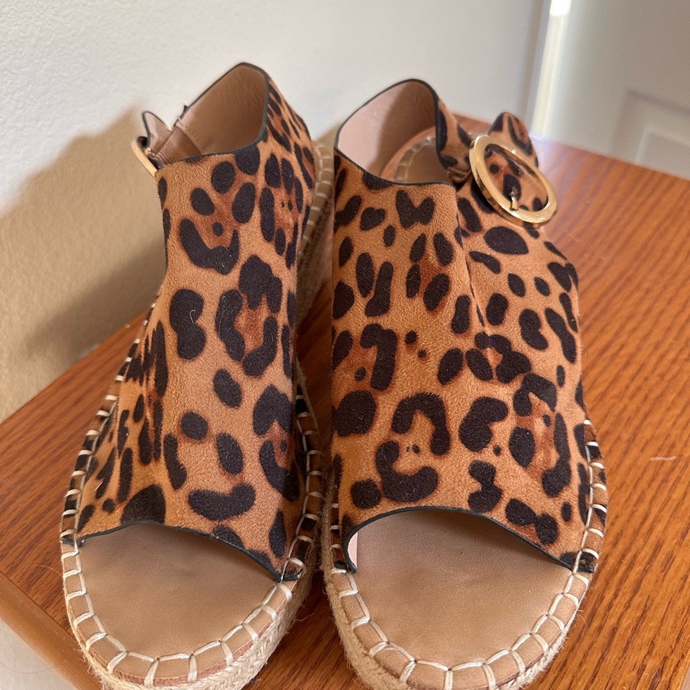 Catherine Malandrino Animal Print Wedge Espadrilles - Picture 2 of 7